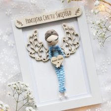 Pamiątka Chrztu Świętego dla chłopca | Ramka aniołek na chrzest