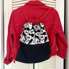 Czarny jeansowy plecak worek w stylu vintage, lekki plecak dla dzieci