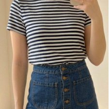 H&M t-shirt w paski wiskoza (F, Vw)