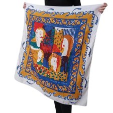 Wielobarwna apaszka chustka Vintage Twarze