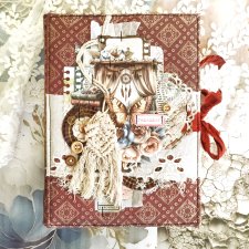 Boho Junk Journal A5 - Ręcznie robiony notes vintage z koronką