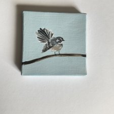 obraz ptaszek ręcznie malowany