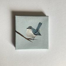 obraz ptaszek ręcznie malowany