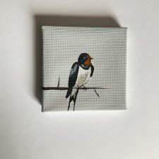 obraz ptaszek ręcznie malowany