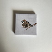 obraz ptaszek ręcznie malowany