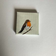 obraz ptaszek ręcznie malowany