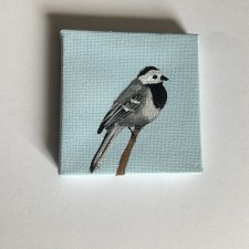 obraz ptaszek ręcznie malowany