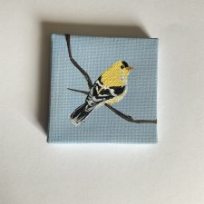 obraz ptaszek ręcznie malowany