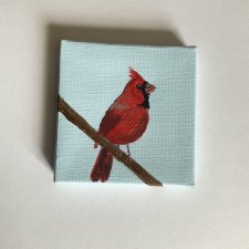 obraz ptaszek ręcznie malowany