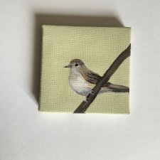 obraz ptaszek ręcznie malowany