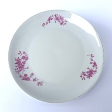 Ćmielów okrągły półmisek talerz różowy wzór kwiatowy sygnowany design lata 60-70 PRL