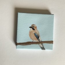 obraz ptaszek ręcznie malowany