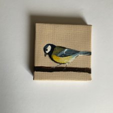 obraz ptaszek ręcznie malowany