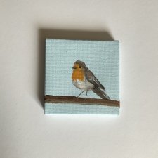 obraz ptaszek ręcznie malowany