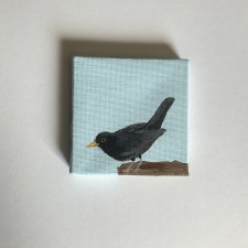 obraz ptaszek ręcznie malowany