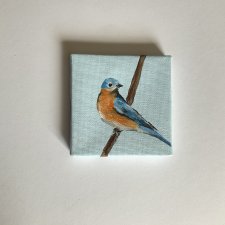 obraz ptaszek ręcznie malowany