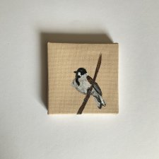 obraz ptaszek ręcznie malowany