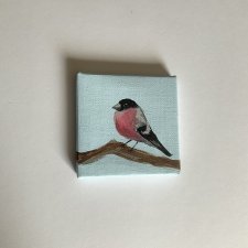 obraz ptaszek ręcznie malowany