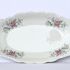 Półmisek Wałbrzych biała porcelana vintage lata 70 XX dekor róże reliefy
