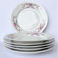 Talerzyki deserowe Włocławek róże vintage lata 70-80 XX wieku komplet 6 sztuk retro home