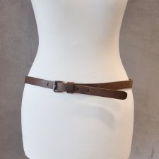 Cienki skórzany pasek PETROL INDUSTRIES szary brąz 80