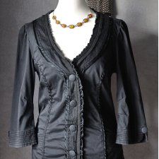 Marynarka bluza żakiet DIDI przeszycia satynowe wstawki boho XS S