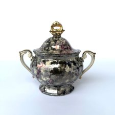 Cukiernica Marmurek Tułowice rzadki fioletowo srebrny odcień złocenia vintage Polski design PRL