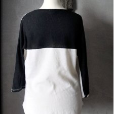 Czarno biała lniana bluzka basic len linen XS S