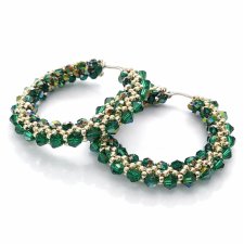 Kolczyki Koła z Kryształów Preciosa i Koralików - AURA Emerald