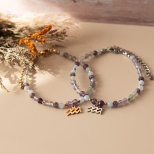 Bransoletka zodiakalna z kamieni dla Wodnika • Wodnik • Aquarius • zodiak