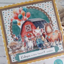 Kartka urodzinowa dla dziecka "Urodziny na farmie", personalizacja