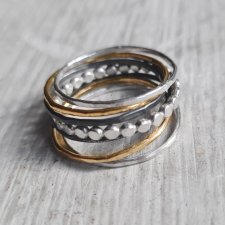 Rozmiar 18 kmplet 7 obrączek SLIM srebro złocone