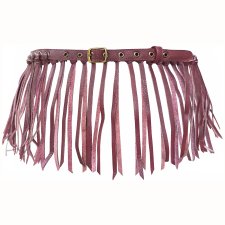 Pasek skórzany z frędzlami – burgundowy