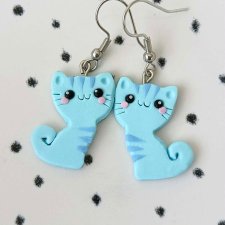 Kolczyki Niebieskie Kotki