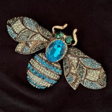 Duża broszka brosza pszczoła kryształki styl Vintage zjawiskowa