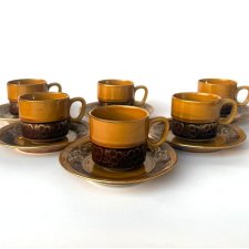 Zestaw 6 filiżanek Tułowice ceramika filiżanka miodowa PRL lata 70/80 retro decor