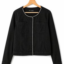 Bonprix kurtka jeansowa czarna 38 M koraliki