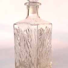 Karafka vintage z grubego tłoczonego szkła geometryczny szlif, lata 60-70 retro home