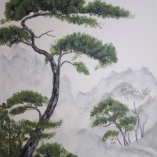 PEJZAŻ AKRYLOWY RĘCZNIE MALOWANY NA PŁÓTNIE "PÓŁCIENIE CISZY" - 30x24cm