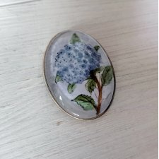 Broszka z mini akwarelą malowana hortensja
