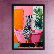 Zebra bierze kąpiel - grafika na plakacie na A3