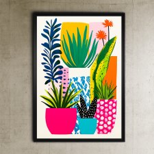 Kwiaty doniczkowe - grafika na plakacie na A3