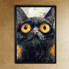 Czarny kot - grafika na plakacie na A3