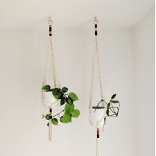 komplet kwietników z makramy