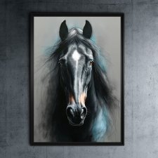Czarny koń - grafika na plakacie na A3