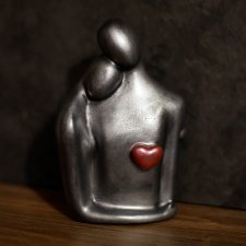 Rzeźba z gipsu, Jesteś Moim Skarbem, srebrno-czerwona, wys. 12,5 cm