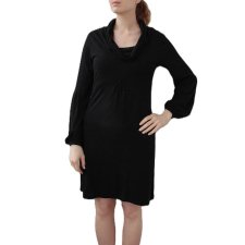 Sukienka vintage wełna wiskoza dzianinowa czarna Oasis