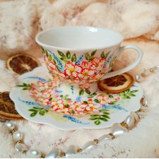 Kwiatowy komplet ręcznie malowany 200 ml.