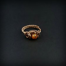 Bursztyn regulowany pierścionek z miedzi