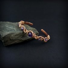 Miedziana bransoleta mankietowa z ametystem